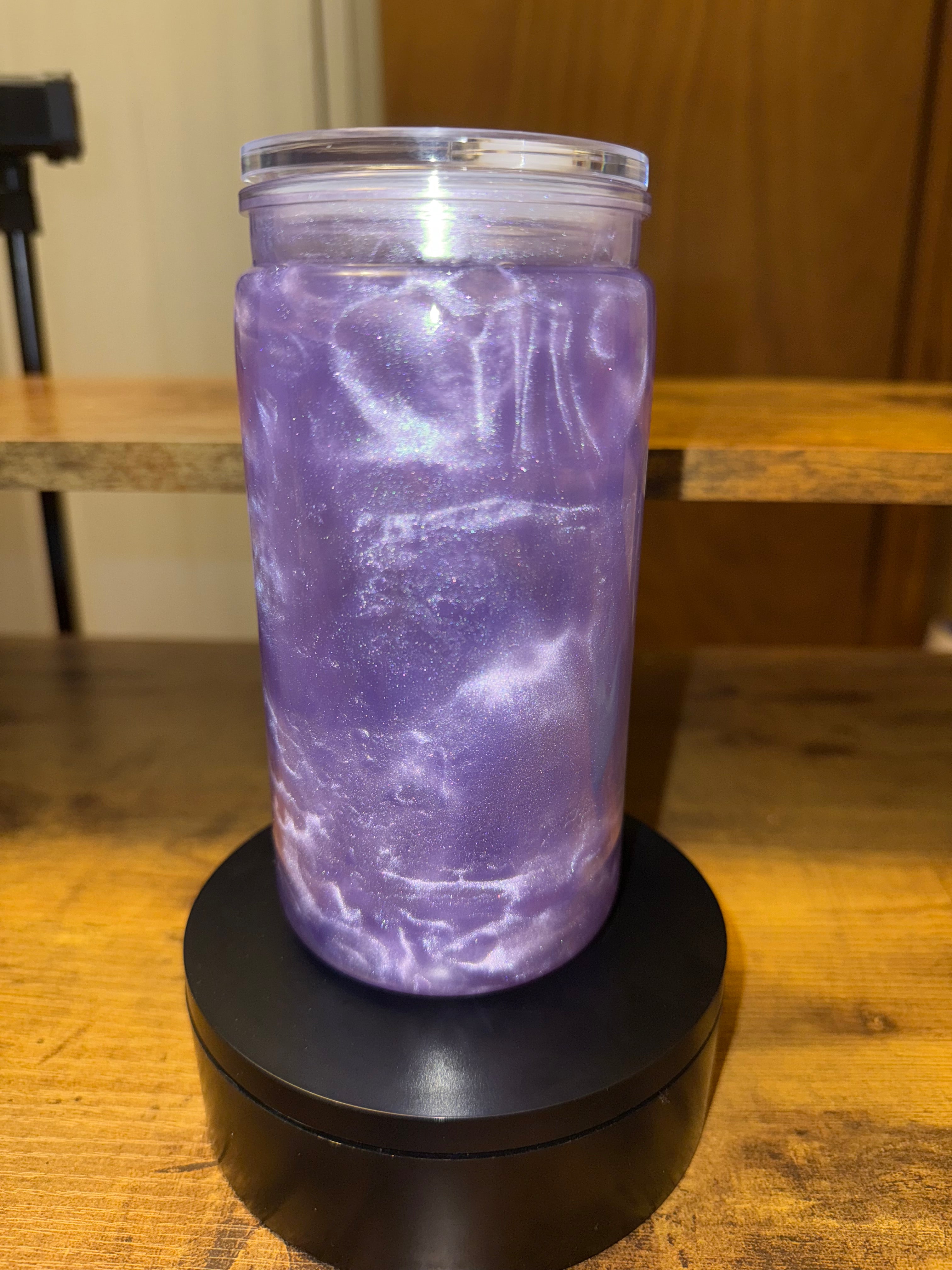 PREMADE 16oz Snow Globe Tumbler- Purple Shimmer