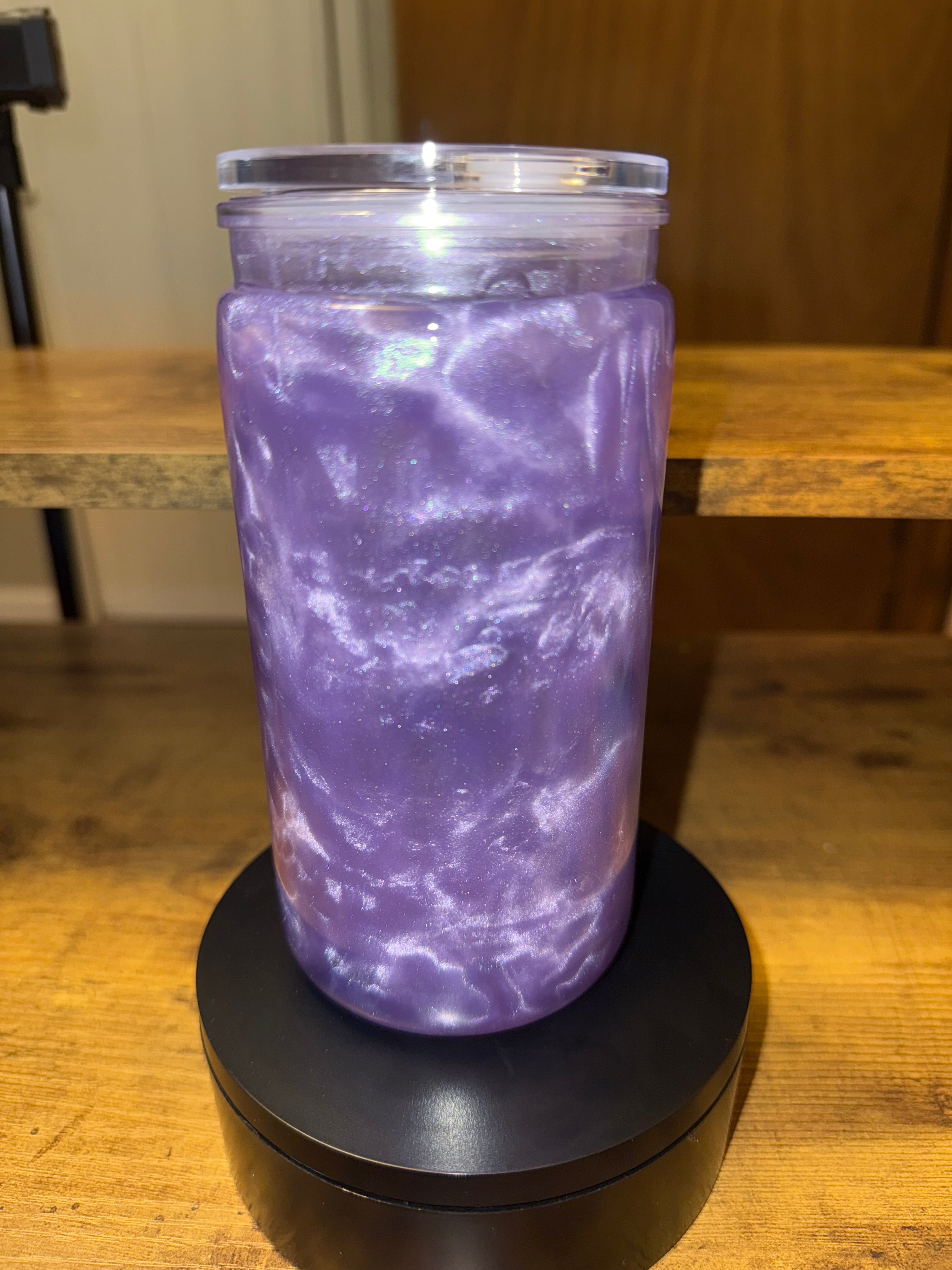 PREMADE 16oz Snow Globe Tumbler- Purple Shimmer