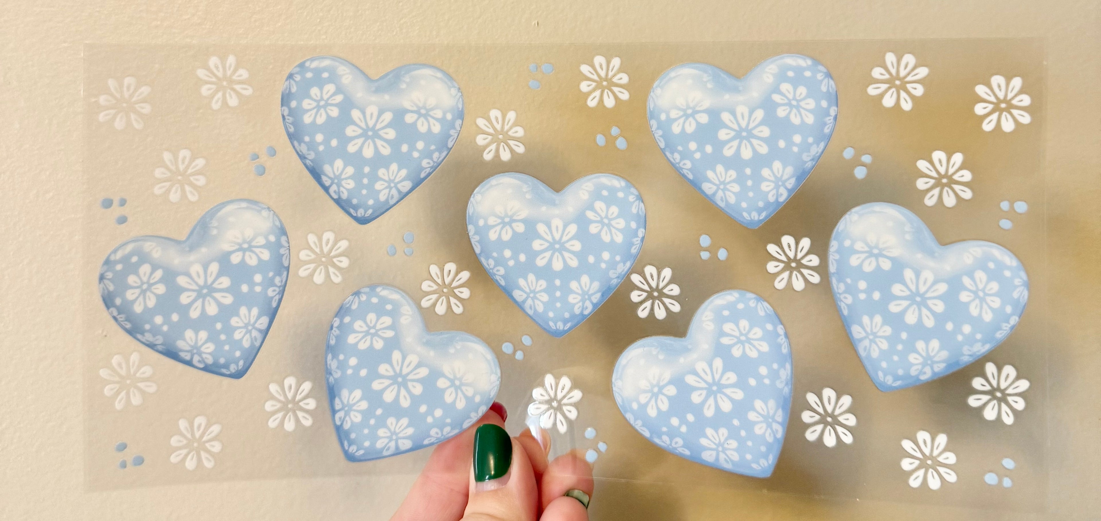 Blue Hearts and Flowers